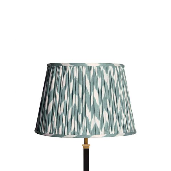 Pooky 35cm straight empire gathered lampshade in eau de nil printed linen ikat