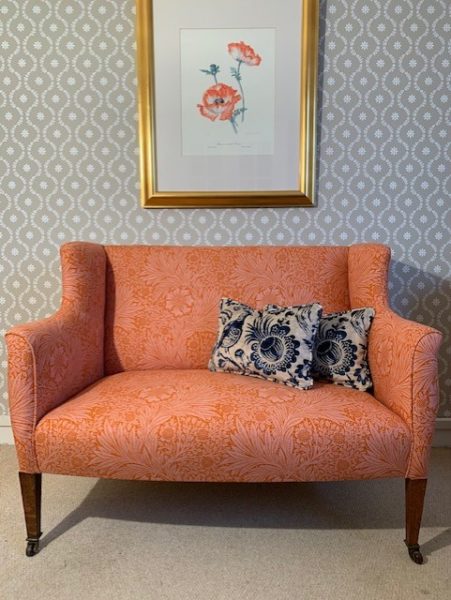 Antique Wing sofa orange pink